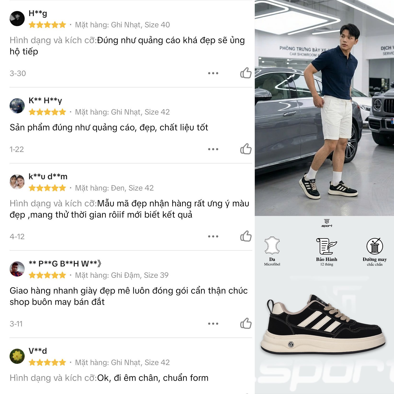 Đánh giá khách hàng giày 5863 - 1