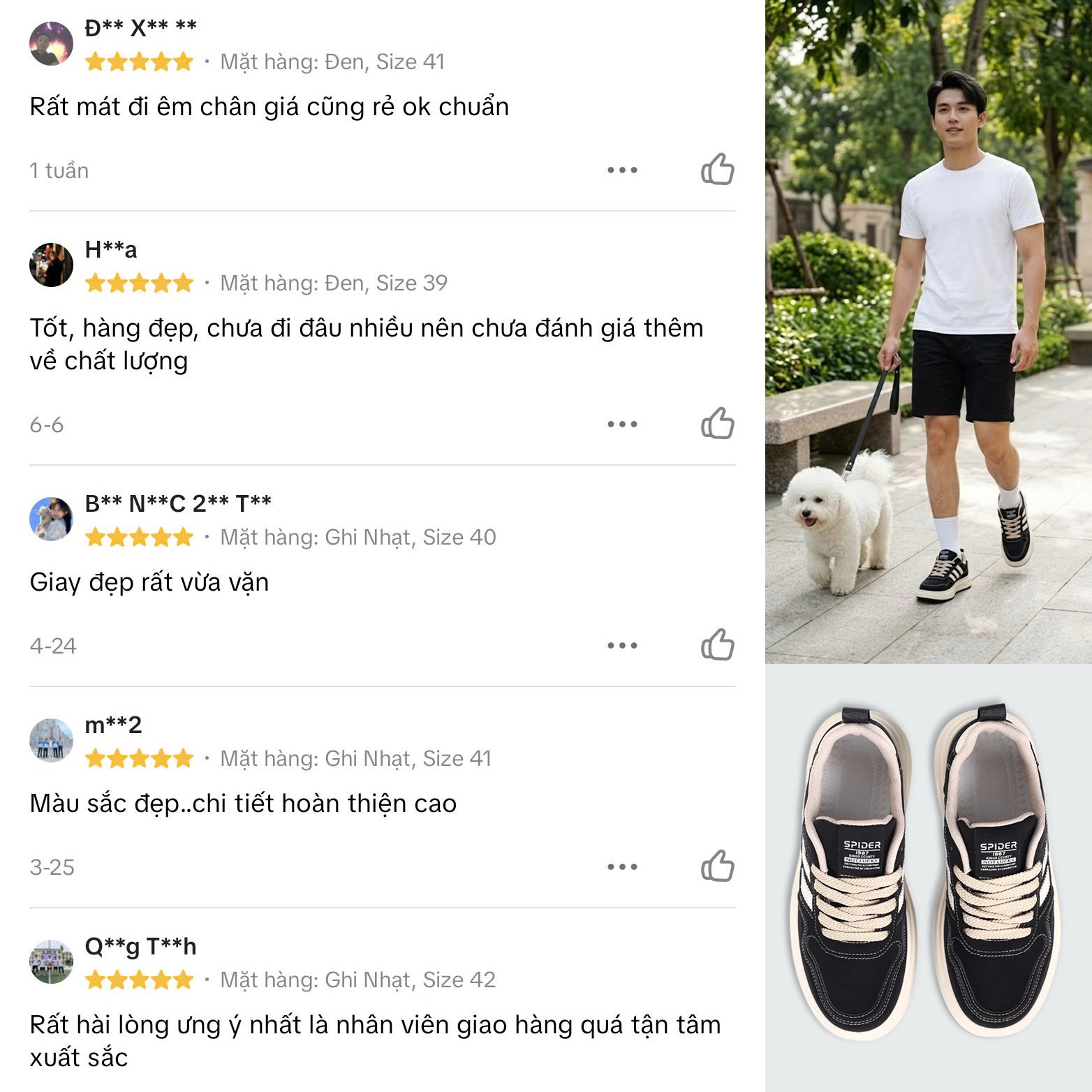 Đánh giá khách hàng giày 5863 - 2